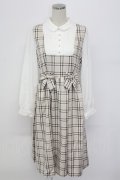 axes femme / チェックリボンドッキングワンピース F ベージュ T-25-12-18-013-AX-OP-SA-ZT
