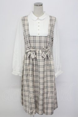 画像1: axes femme / チェックリボンドッキングワンピース F ベージュ T-25-12-18-013-AX-OP-SA-ZT