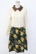 axes femme / レース切り替えネックレス風ワンピース M グリーン T-25-12-18-014-AX-OP-SA-ZT