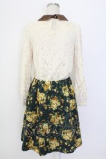 画像2: axes femme / レース切り替えネックレス風ワンピース M グリーン T-25-12-18-014-AX-OP-SA-ZT397 (2)