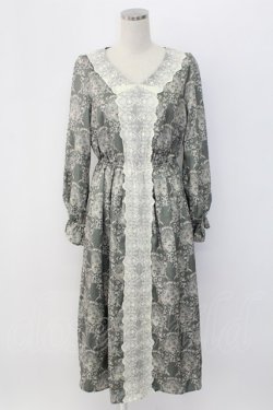 画像1: axes femme / ローズガーランド柄ロングワンピース  グリーン T-25-12-18-019-AX-OP-SA-ZT