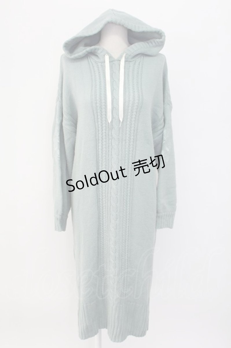 画像1: axes femme / 袖刺繍パーカーニットワンピース  サックス T-25-12-18-020-AX-OP-SA-ZT456 (1)