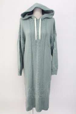 画像1: axes femme / 袖刺繍パーカーニットワンピース  サックス T-25-12-18-020-AX-OP-SA-ZT