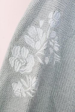 画像3: axes femme / 袖刺繍パーカーニットワンピース  サックス T-25-12-18-020-AX-OP-SA-ZT