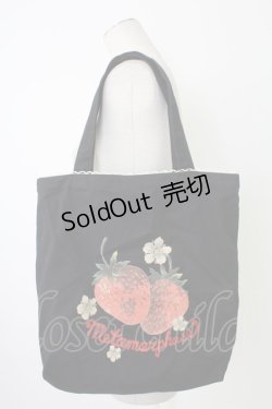 画像1: metamorphose / いちごptトートバッグ  ブラック T-25-12-19-044-ME-BG-SA-ZT