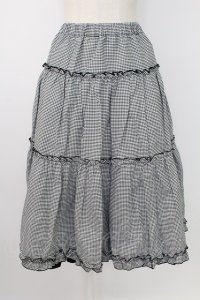 m petit by misako / NINA'Sギャザースカート S 黒Ｘ白 T-25-12-19-014-LO-SK-SA-ZT