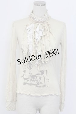 画像1: STEAM / フロントフリル&プリントカットソー  生成り T-25-12-21-003-HN-TO-SA-ZT