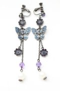 axes femme / 蝶チェーンイヤリング  青 T-25-12-21-044-AX-AC-SA-ZT