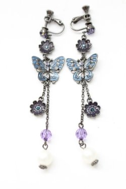 画像1: axes femme / 蝶チェーンイヤリング  青 T-25-12-21-044-AX-AC-SA-ZT