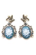 axes femme / ローズカメオイヤリング  青 T-25-12-21-045-AX-AC-SA-ZT