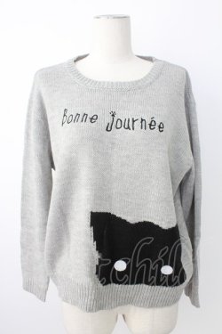 画像1: Rydia / コビニャーニットトップス  グレーＸ黒 T-25-12-21-009-PU-TO-SA-ZT