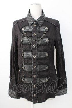 画像1: ALGONQUINS / ストライプナポレオンシャツ  黒Ｘ白 T-25-12-21-011-AL-BL-SA-ZT