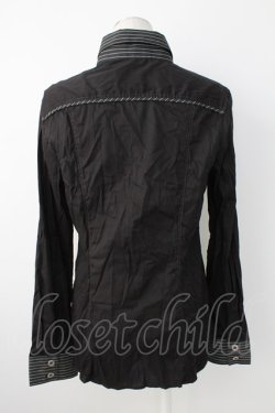 画像2: ALGONQUINS / ストライプナポレオンシャツ  黒Ｘ白 T-25-12-21-011-AL-BL-SA-ZT