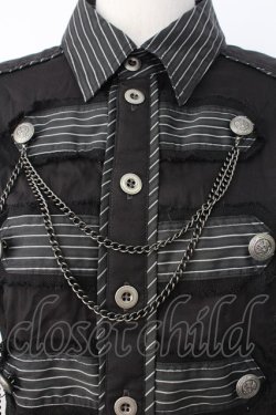 画像3: ALGONQUINS / ストライプナポレオンシャツ  黒Ｘ白 T-25-12-21-011-AL-BL-SA-ZT