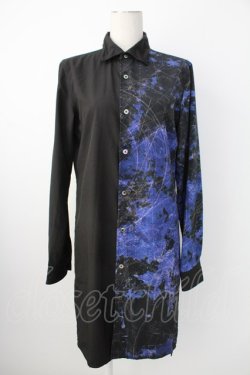 画像1: CIVARIZE / バイカラー昇華ロングシャツ 44 黒Ｘ青 T-25-12-21-012-GO-BL-SA-ZT