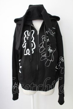 画像1: Candy Stripper / GRAFFITI PRINT HOODIE  黒Ｘ白 T-25-12-21-016-PU-TO-SA-ZT