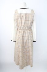 画像2: axes femme / レイヤード風チェック柄ワンピース  ブラウン T-25-12-21-023-AX-OP-SA-ZT529 (2)