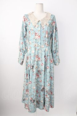 画像1: axes femme / 音楽と薔薇柄ドレス風ワンピース  青 T-25-12-21-026-AX-OP-SA-ZT