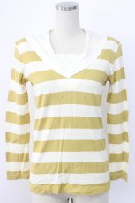画像1: INGEBORG / セーラー襟ボーダー長袖Tシャツ  イエローストライプ T-25-12-22-003-LO-TS-SA-ZT530 (1)