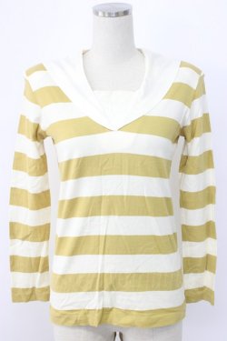 画像1: INGEBORG / セーラー襟ボーダー長袖Tシャツ  イエローストライプ T-25-12-22-003-LO-TS-SA-ZT