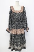 axes femme NOSTALGIE / 小花切替裾刺繍ワンピース M ブラック T-25-12-22-021-AX-OP-SA-ZT