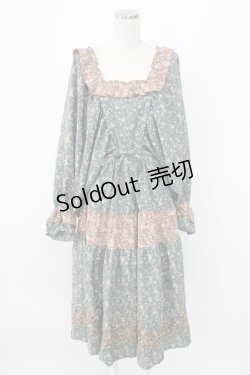 画像1: axes femme NOSTALGIE / 小花切替裾刺繍ワンピース M グリーン T-25-12-22-022-AX-OP-SA-ZT530