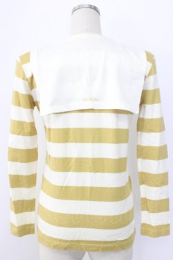 画像2: INGEBORG / セーラー襟ボーダー長袖Tシャツ  イエローストライプ T-25-12-22-003-LO-TS-SA-ZT