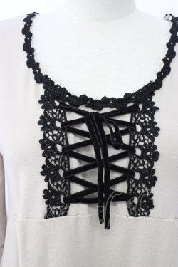 画像3: axes femme / フロント編み上げ半袖ワンピース  ベージュ T-25-12-22-024-AX-OP-SA-ZT