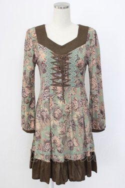 画像1: axes femme / ゴブランプリントチュニック M グリーン T-25-12-22-026-AX-OP-SA-ZT