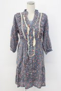 axes femme / 花柄前開きワンピース  ブルー T-25-12-22-028-AX-OP-SA-ZT
