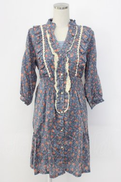 画像1: axes femme / 花柄前開きワンピース  ブルー T-25-12-22-028-AX-OP-SA-ZT