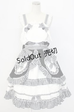 画像1: BABY,THE STARS SHINE BRIGHT / うさくみゃちゃんのLovely Cafeジャンパースカート  黒Ｘ白 T-25-12-22-030-BA-OP-SA-ZT