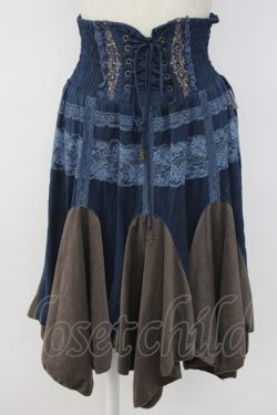 画像1: Rozen Kavalier / スエード2WAYスカート  ブルー×ブラウン T-25-12-22-033-OO-SK-SA-ZT