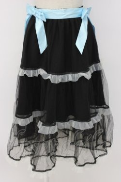 画像1: LISTEN FLAVOR / フリルチュールスカート  黒Ｘサックス T-25-12-22-036-PU-SK-SA-ZT