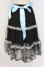 画像2: LISTEN FLAVOR / フリルチュールスカート  黒Ｘサックス T-25-12-22-036-PU-SK-SA-ZT530 (2)