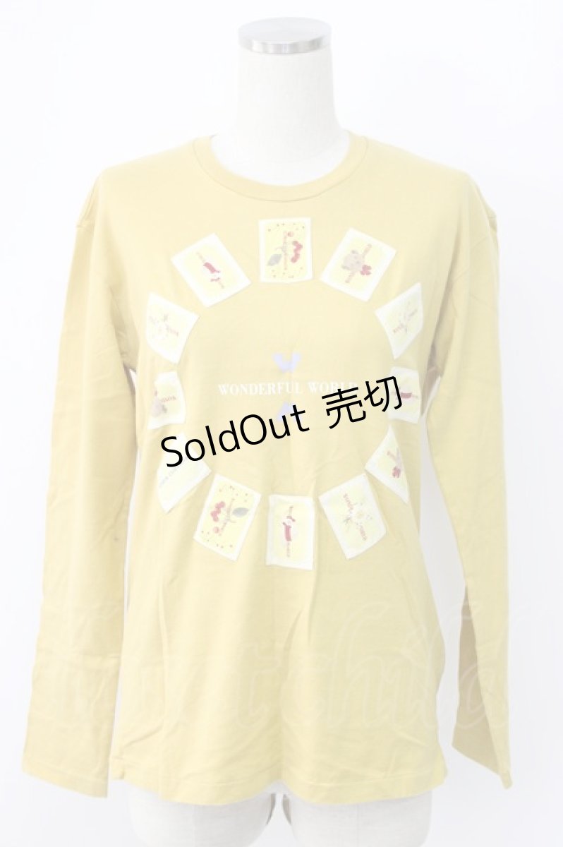 画像1: WONDERFUL WORLD / ラウンドワッペン長袖Tシャツ  イエロー T-25-12-22-005-LO-TS-SA-ZT530 (1)