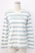 WONDERFUL WORLD / ボーダーロゴ長袖Tシャツ  サックスストラップ T-25-12-22-010-LO-TS-SA-ZT