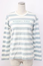 画像1: WONDERFUL WORLD / ボーダーロゴ長袖Tシャツ  サックスストラップ T-25-12-22-010-LO-TS-SA-ZT530 (1)
