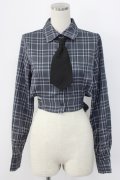 Jamieエーエヌケー / ネクタイ付きチェックショートシャツ  青チェックＸ黒 T-25-12-22-013-0-BL-SA-ZT