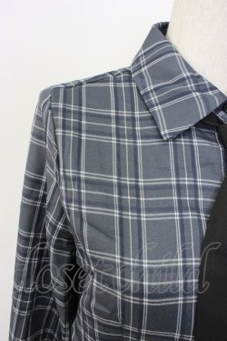 画像4: Jamieエーエヌケー / ネクタイ付きチェックショートシャツ  青チェックＸ黒 T-25-12-22-013-0-BL-SA-ZT