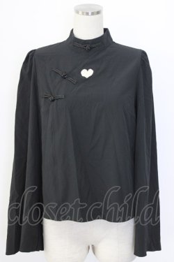 画像1: Jamieエーエヌケー / ハイネックチャイナハートくり抜きブラウス  黒 T-25-12-22-014-0-BL-SA-ZT
