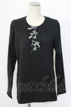 画像1: WONDERFUL WORLD / リボン&クローバTシャツ  ブラック T-25-12-22-018-LO-TS-SA-ZT