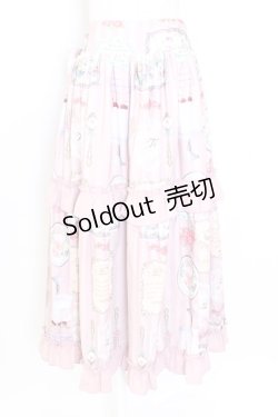 画像1: axes femme Kawaii / ティティ×ベアファミリースカート  ピンク T-25-12-25-022-AX-SK-SA-ZH