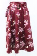 axes femme / 花柄プリントベロアスカート  ボルドー T-25-12-25-024-AX-SK-SA-ZT