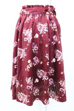 画像2: axes femme / 花柄プリントベロアスカート  ボルドー T-25-12-25-024-AX-SK-SA-ZT