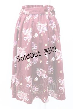 画像2: axes femme / 花柄プリントベロアスカート  ボルドー T-25-12-25-024-AX-SK-SA-ZT429