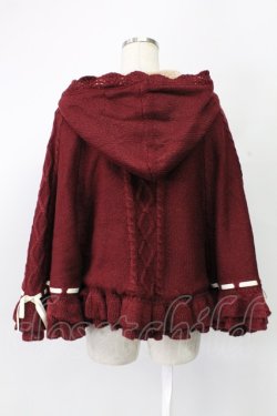 画像2: axes femme POETIQUE / リボン裏ボアニットケープ M ワイン T-25-12-25-003-AX-CO-SA-ZT