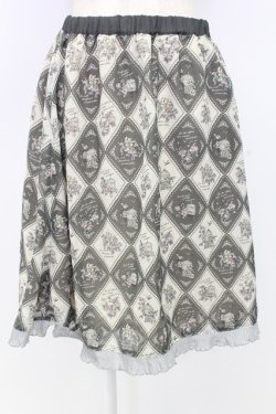 画像1: axes femme / アーガイル裾フリルスカート M グレー T-25-12-25-026-AX-SK-SA-ZT