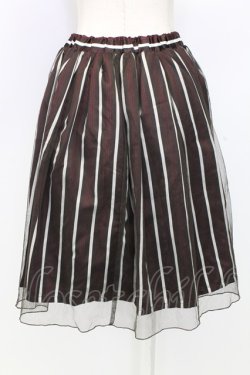 画像2: axes femme / サテンストライプチュールレイヤードスカート M ブラウン×レッド T-25-12-25-027-AX-SK-SA-ZT