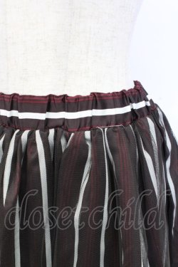 画像3: axes femme / サテンストライプチュールレイヤードスカート M ブラウン×レッド T-25-12-25-027-AX-SK-SA-ZT